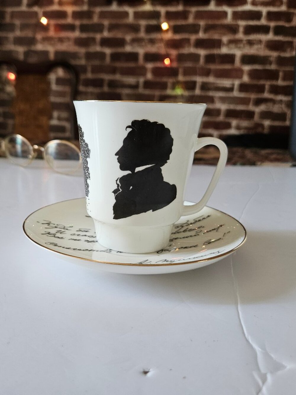 Imperial Porcelain Factory Pushkin Teacup & Saucer Duo